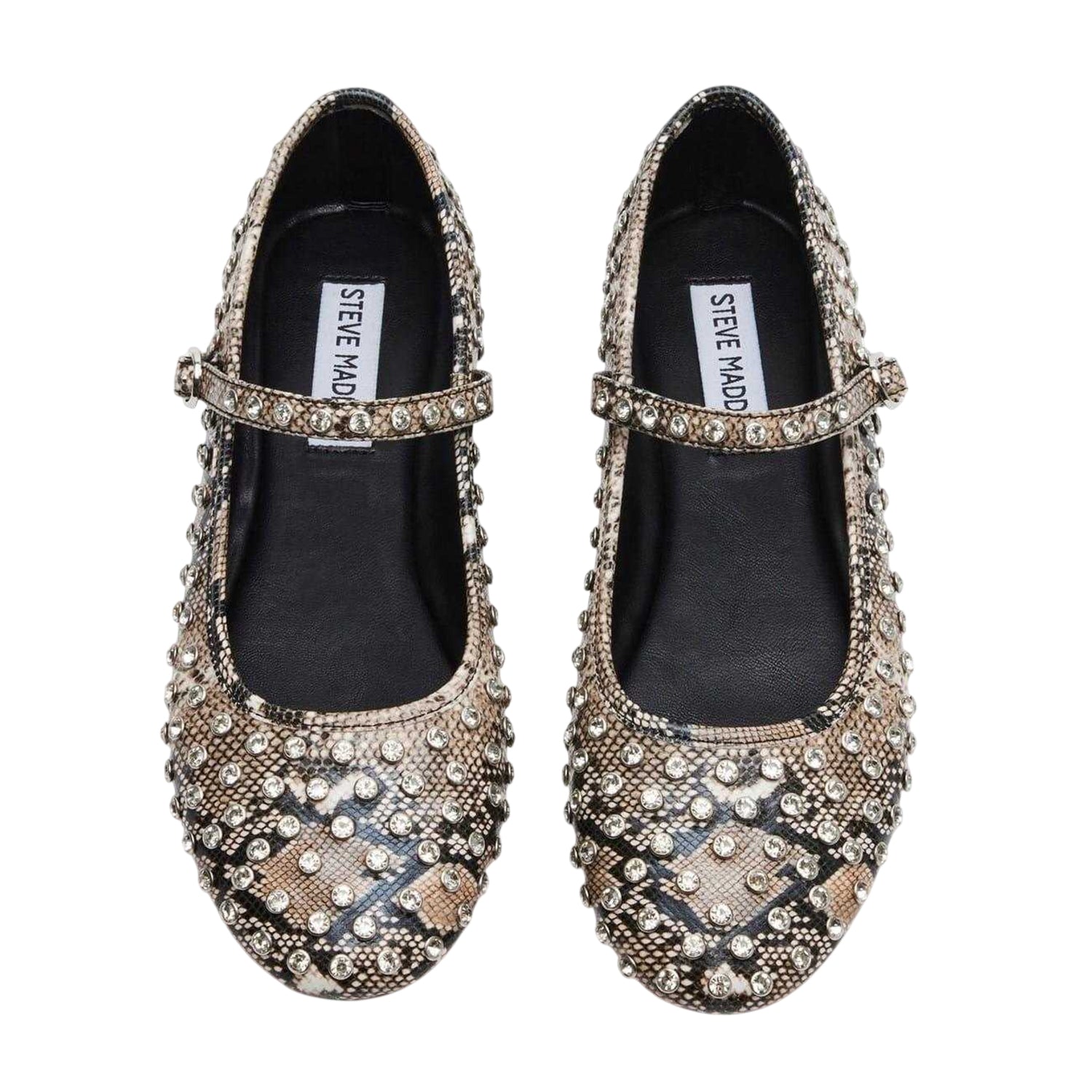 Natural Snake - Lifestyle - Steve Madden Womens-Ladies Vinetta-R Rhinestone Ballerina Flats