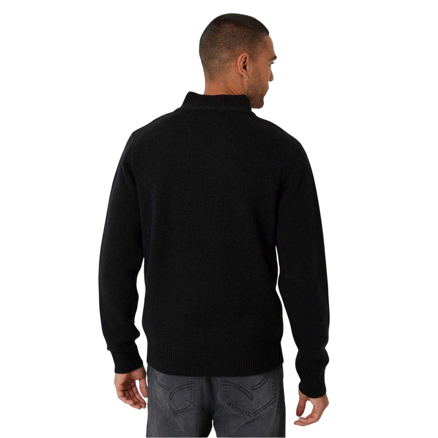 Black - Back - Threadbare Mens Cable Knit Regular Jumper