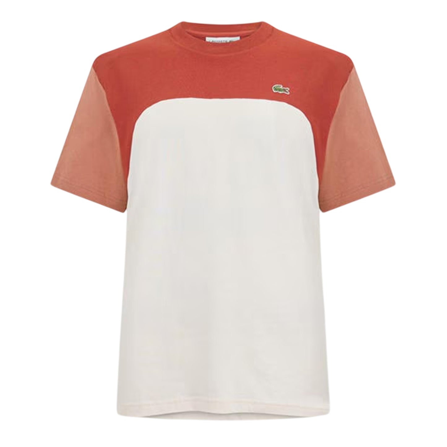White-Brown-Light Brown - Front - Lacoste Mens Colour Block Cotton T-Shirt