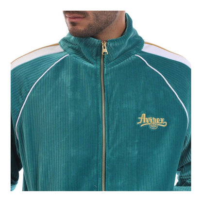 Green - Side - Avirex Mens Kings Embroidered Corduroy Track Jacket
