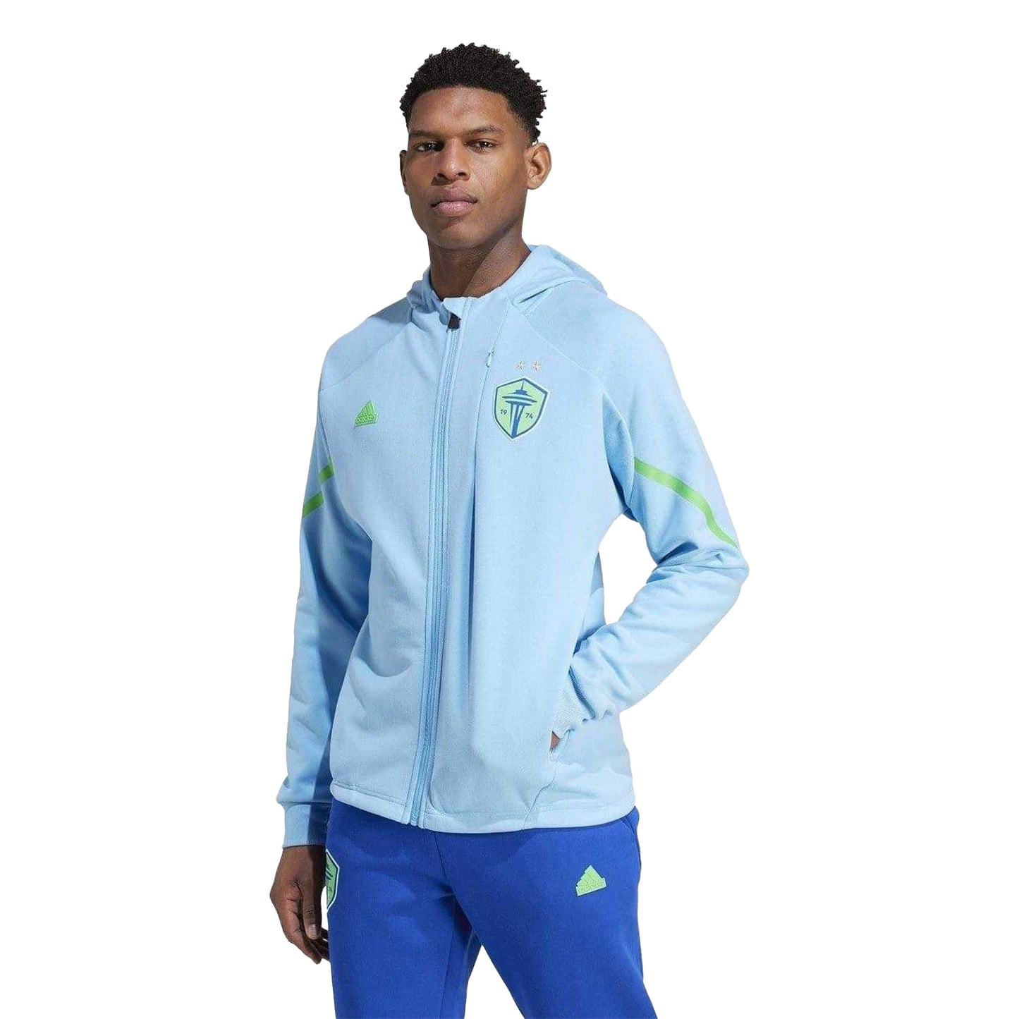 Blue Burst - Side - Adidas Mens Seattle Sounders FC Anorak