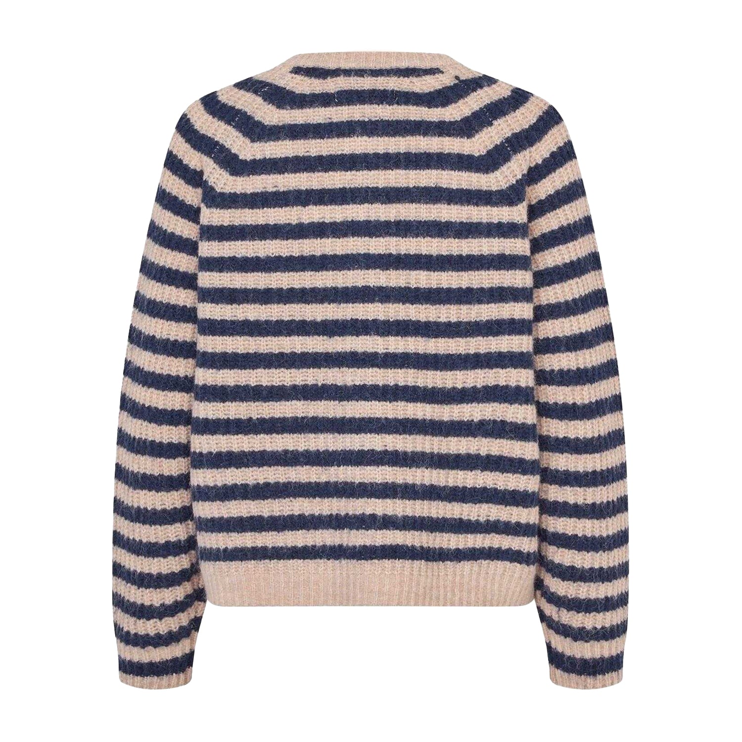 Dark Blue Melange - Back - Lollys Laundry Womens-Ladies Striped Cardigan