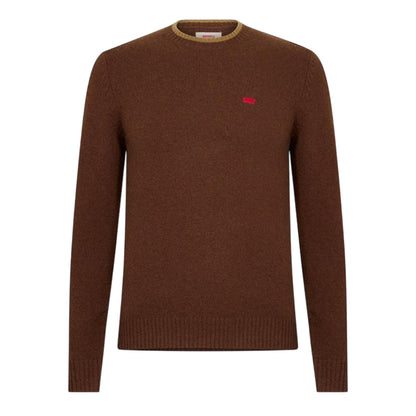 Brown - Front - Levis Mens Batwing Logo Crew Neck Jumper
