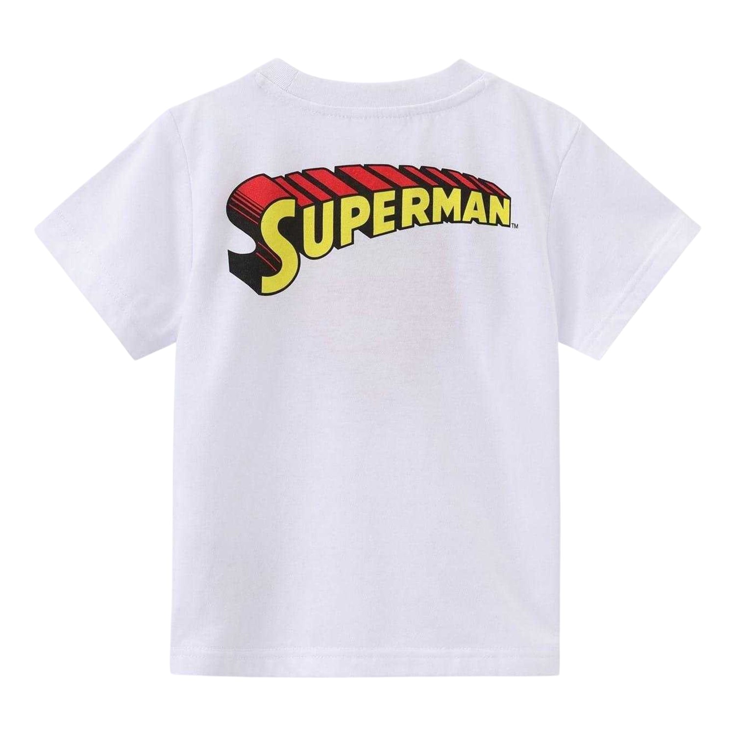 Blue-Red - Back - Superman Childrens-Kids Polyester Blend Shirt And Shorts Set
