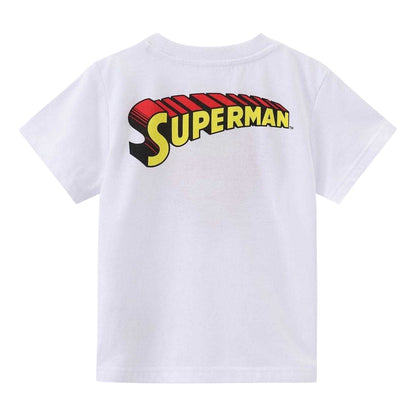 Blue-Red - Back - Superman Childrens-Kids Polyester Blend Shirt And Shorts Set