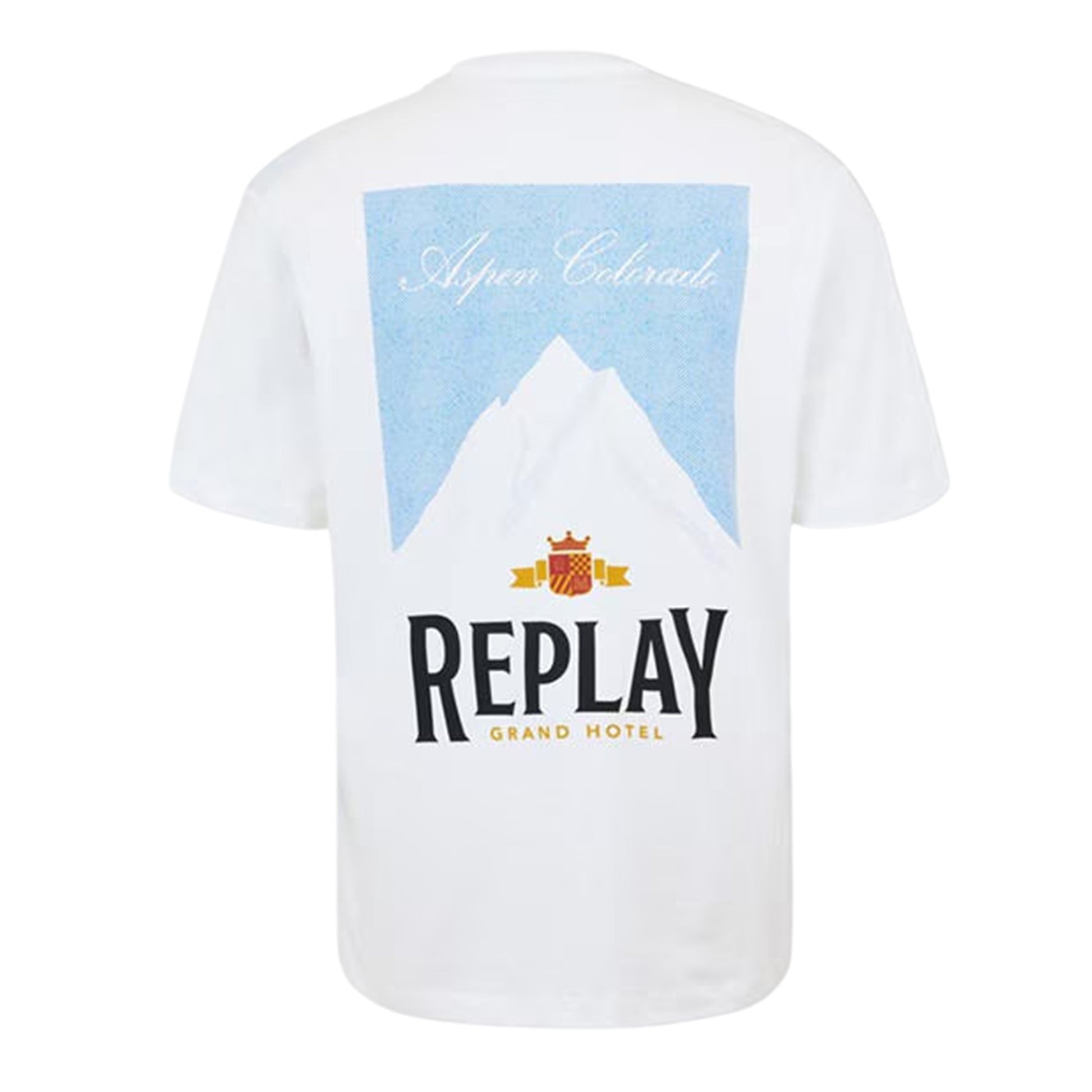 White - Back - Replay Mens Aspen Back Print T-Shirt