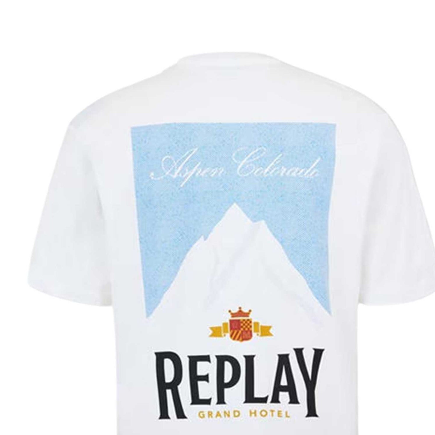 White - Side - Replay Mens Aspen Back Print T-Shirt