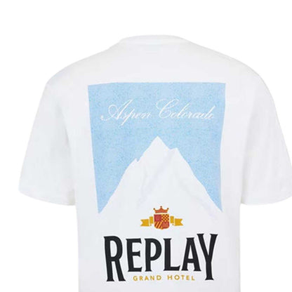White - Side - Replay Mens Aspen Back Print T-Shirt
