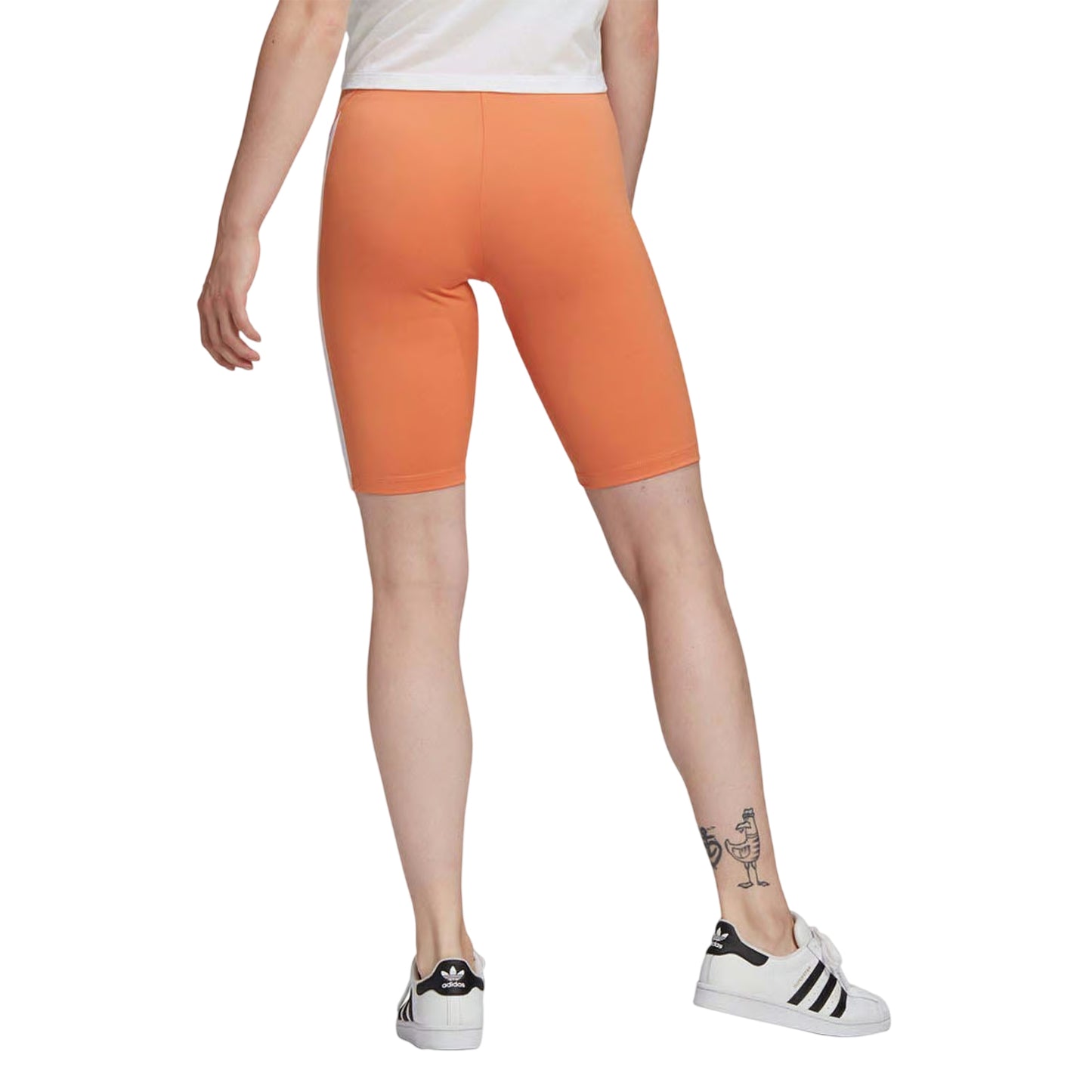 Brown - Back - Adidas Womens-Ladies Originals Diagonal Stripe Fitted Cycling Shorts