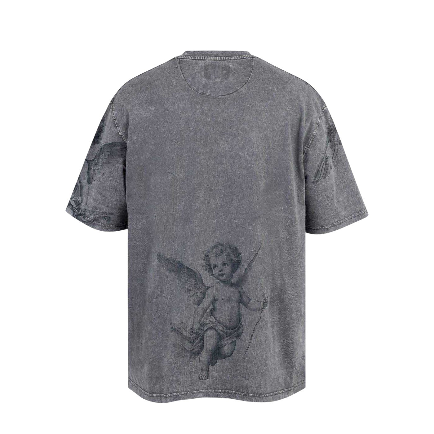 Washed Grey - Back - Firetrap Mens Cupid Acid Wash Oversized T-Shirt