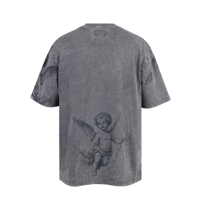 Washed Grey - Back - Firetrap Mens Cupid Acid Wash Oversized T-Shirt