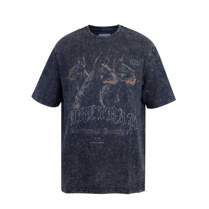 Washed Black - Front - Firetrap Mens Cupid Acid Wash Oversized T-Shirt