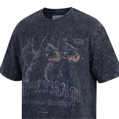 Washed Black - Pack Shot - Firetrap Mens Cupid Acid Wash Oversized T-Shirt