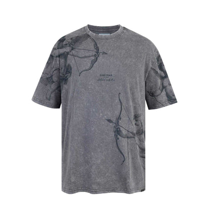 Washed Grey - Front - Firetrap Mens Cupid Acid Wash Oversized T-Shirt