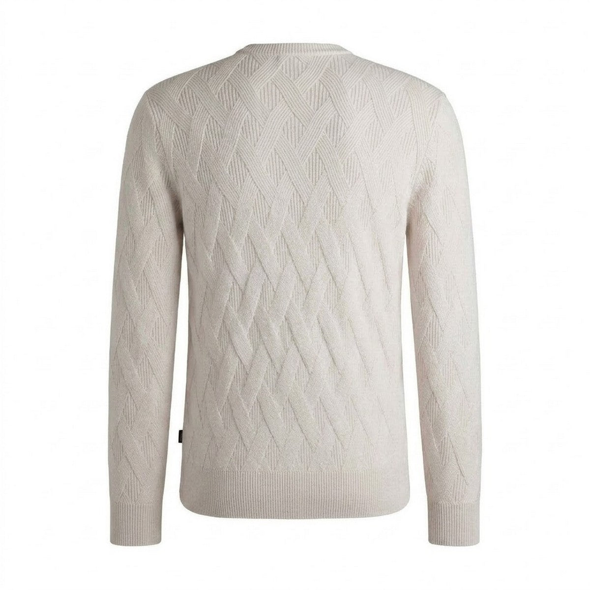 White - Back - Boss Mens Ribbed Regular Jumper