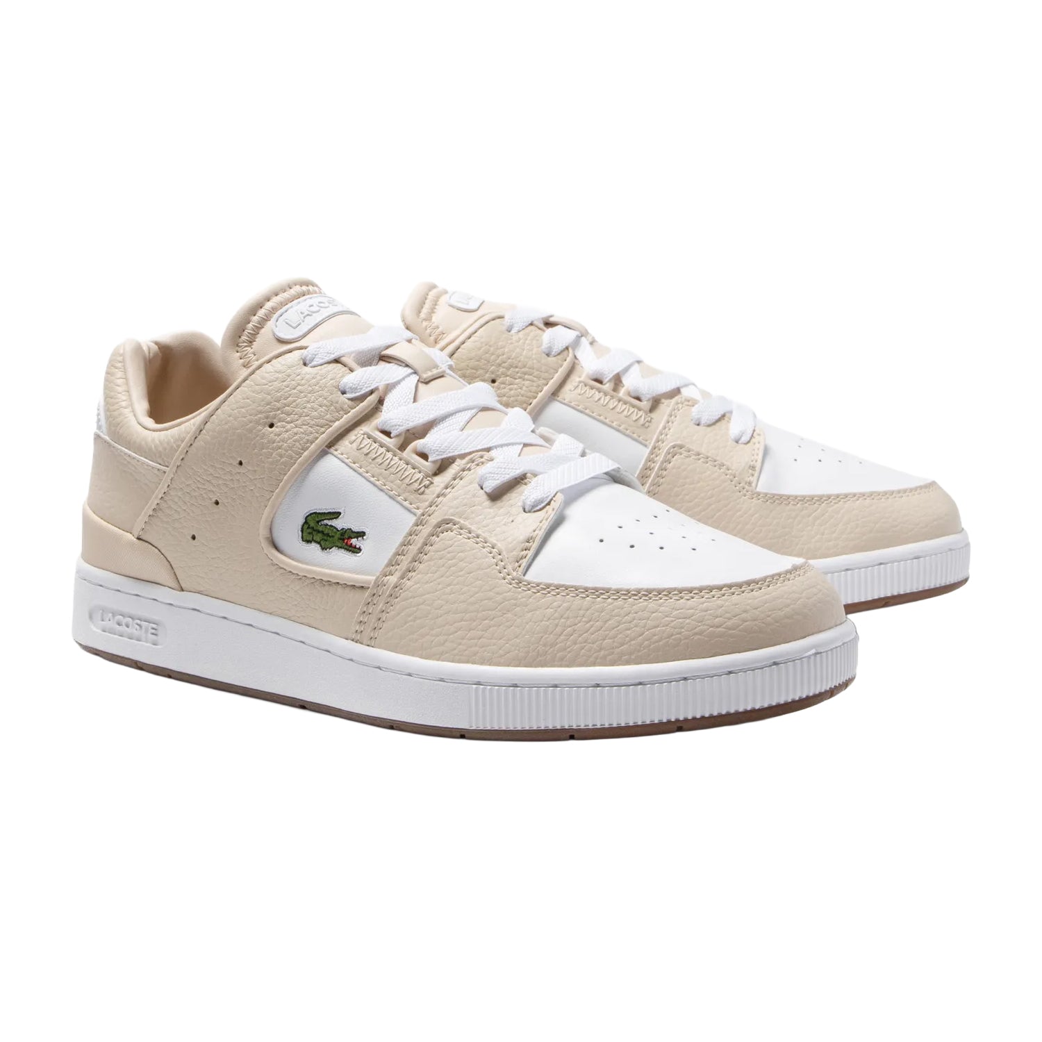 White - Front - Lacoste Mens Court Cage Leather Trainers