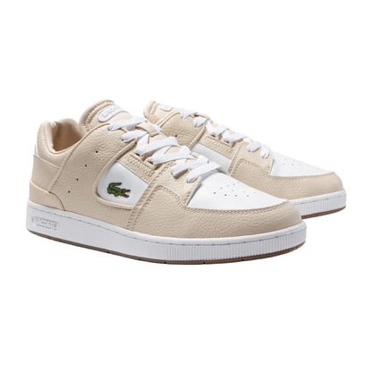 White - Front - Lacoste Mens Court Cage Leather Trainers
