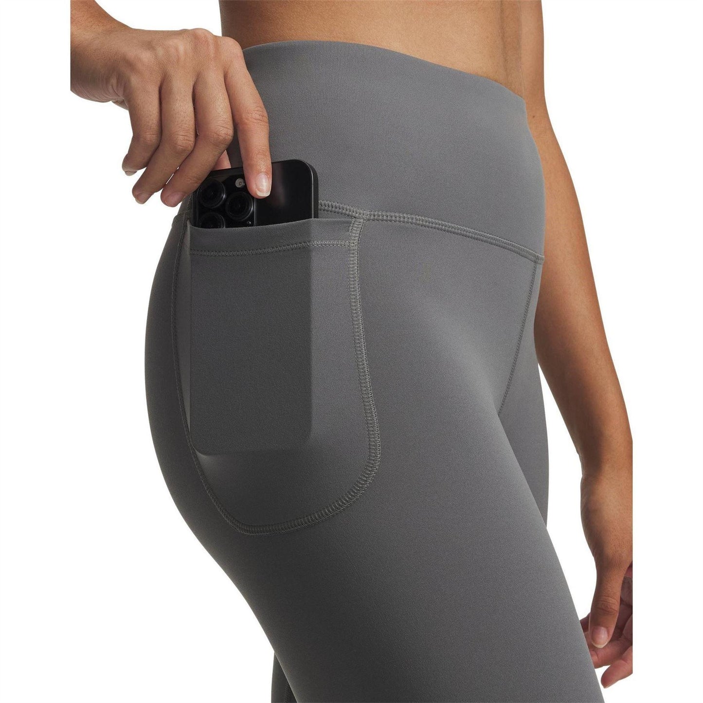 Green-Black - Side - Under Armour Womens-Ladies Motion Performance High Waist Shorts