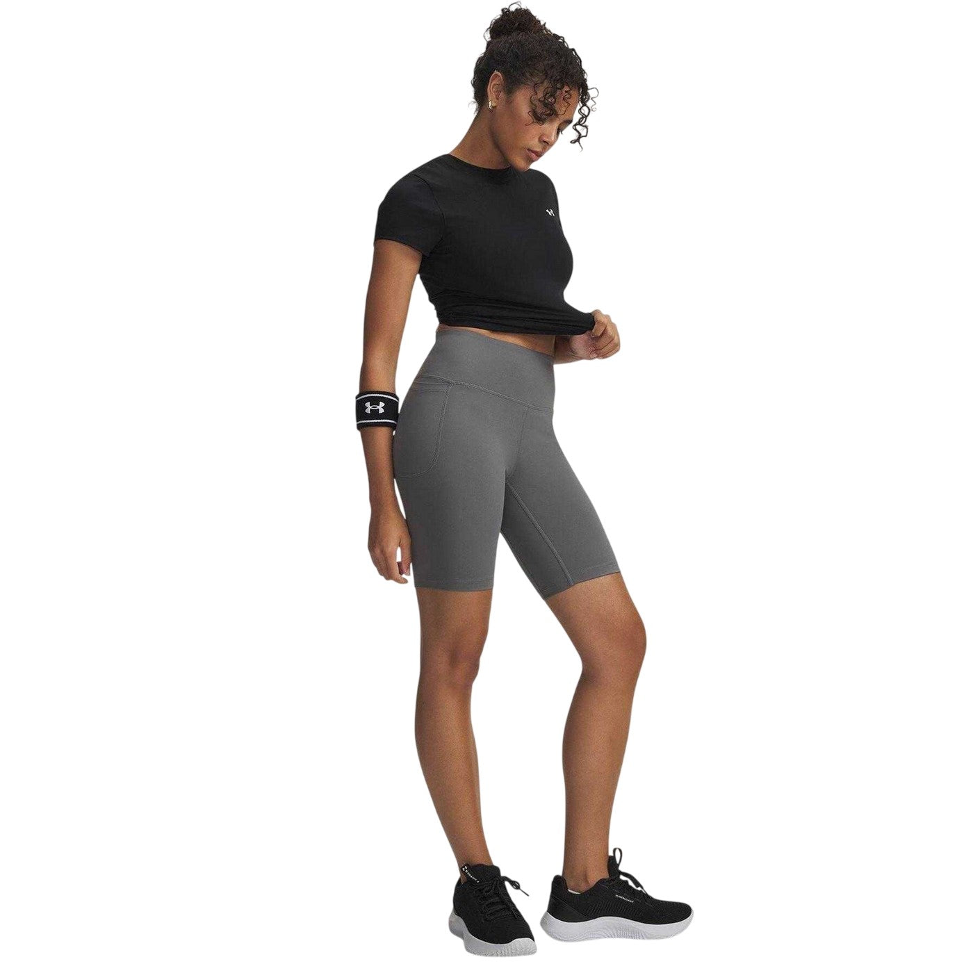 Green-Black - Lifestyle - Under Armour Womens-Ladies Motion Performance High Waist Shorts