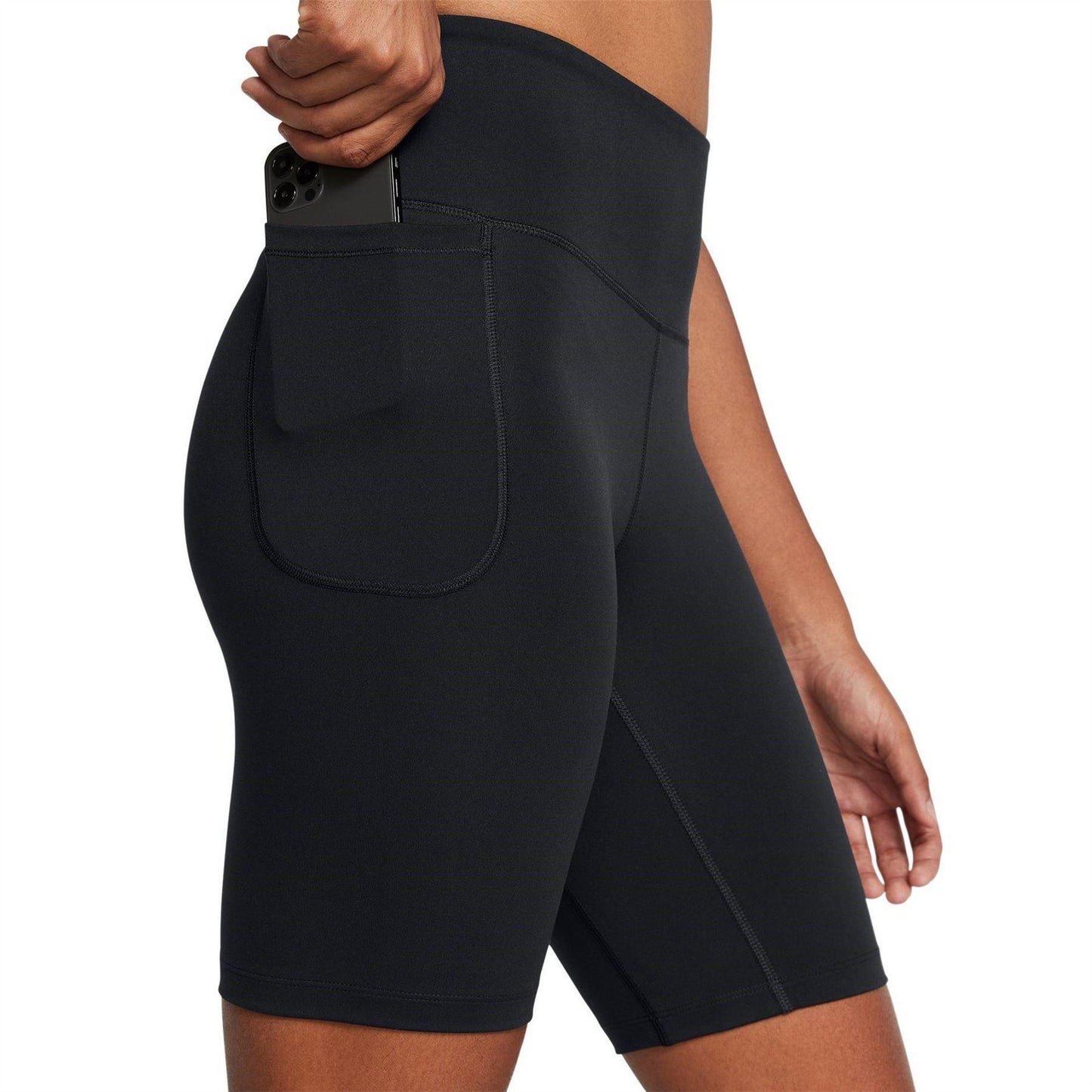 Black - Side - Under Armour Womens-Ladies Motion Performance High Waist Shorts