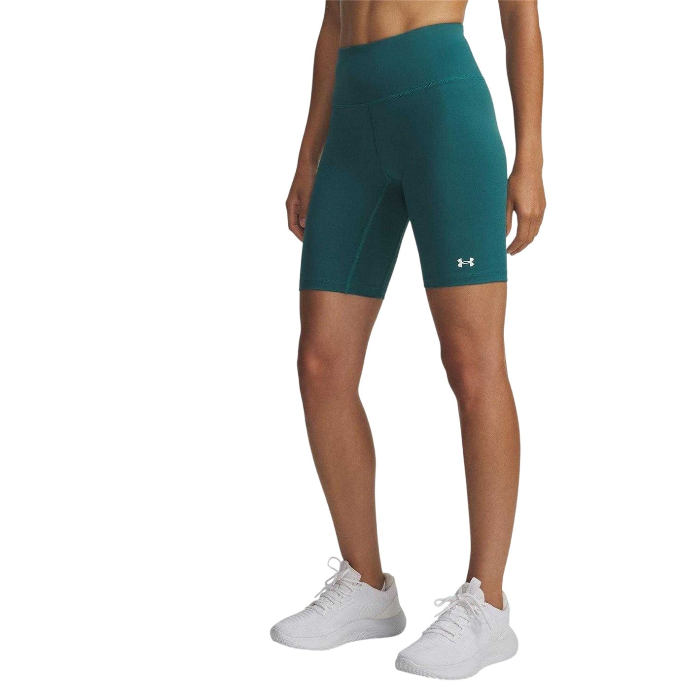 Green - Front - Under Armour Womens-Ladies Motion Performance High Waist Shorts
