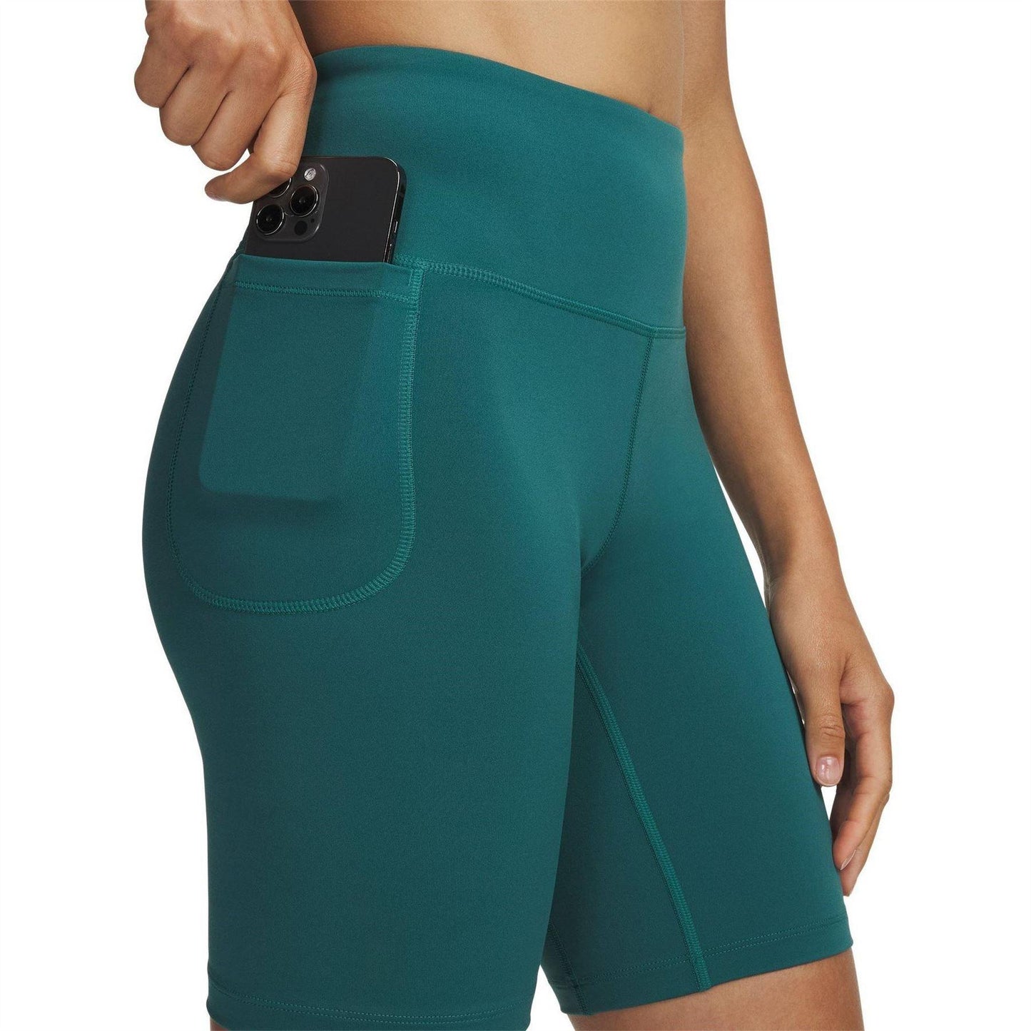 Green - Side - Under Armour Womens-Ladies Motion Performance High Waist Shorts