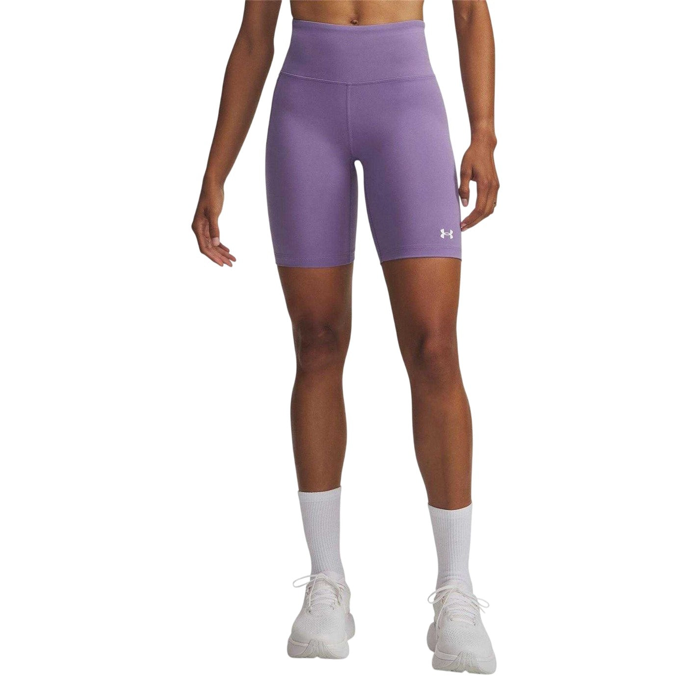Purple-White - Front - Under Armour Womens-Ladies Motion Performance High Waist Shorts