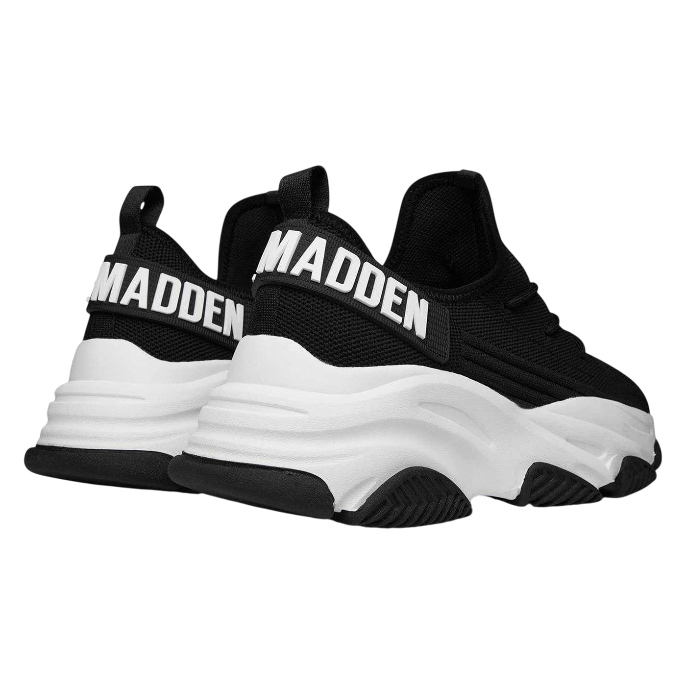Black-White - Back - Steve Madden Womens-Ladies Protege Chunky Sole Trainers