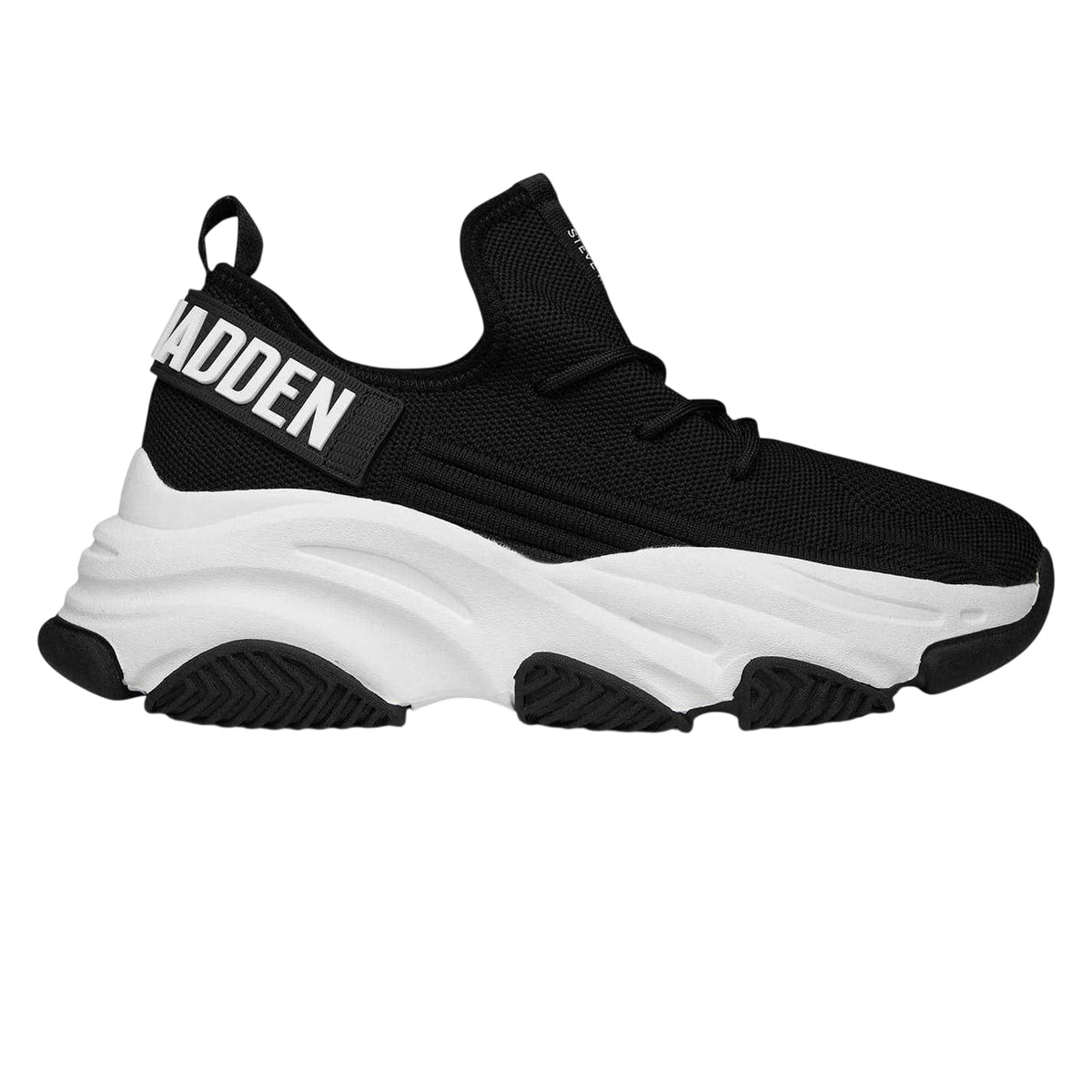 Black-White - Side - Steve Madden Womens-Ladies Protege Chunky Sole Trainers