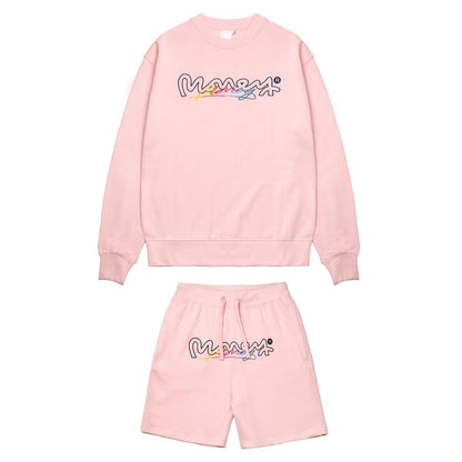 Rose Pink - Front - Money Unisex Adult Vice Crew Sweatshirt and Shorts Set
