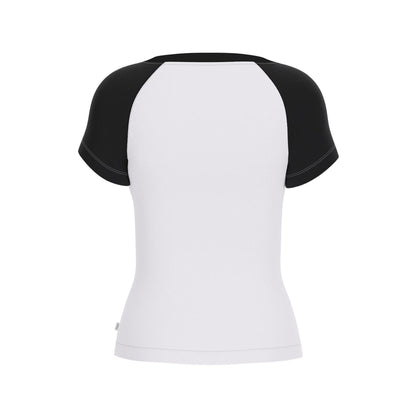 White - Back - Guess Womens-Ladies Curved Logo Slim Raglan T-Shirt