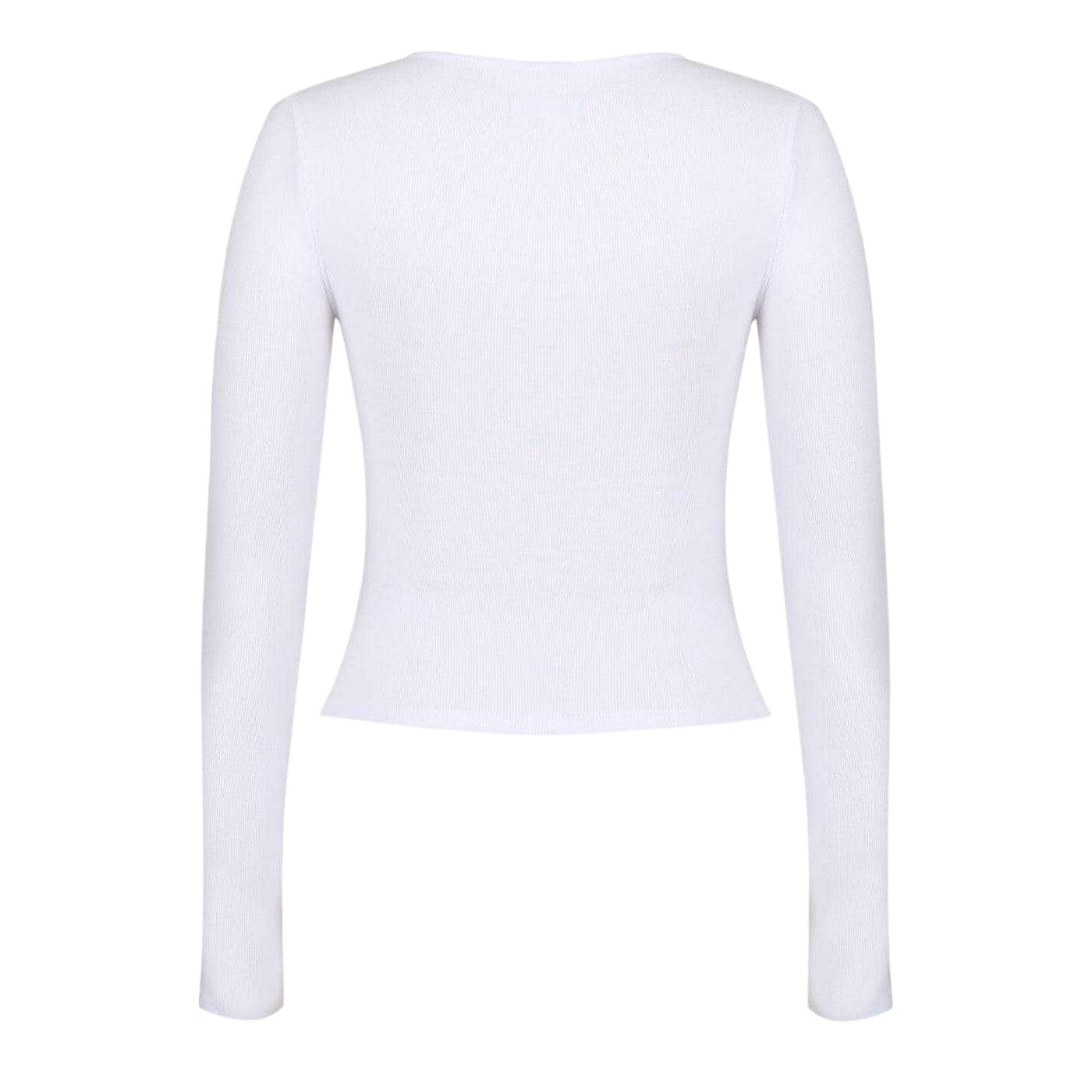 Vintage White - Back - Jack Wills Womens-Ladies Plain Square Neck Fitted Long-Sleeved T-Shirt