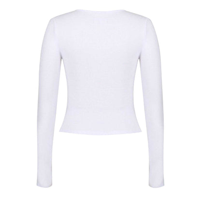 Vintage White - Back - Jack Wills Womens-Ladies Plain Square Neck Fitted Long-Sleeved T-Shirt