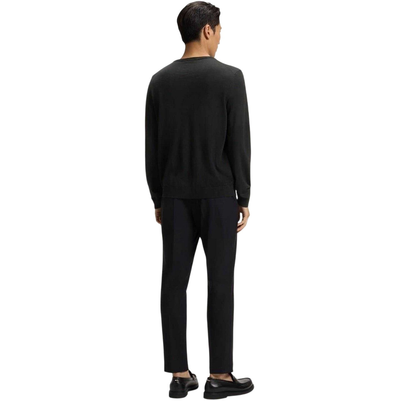 Black - Back - Boss Mens Knitted Regular Formal Pullover