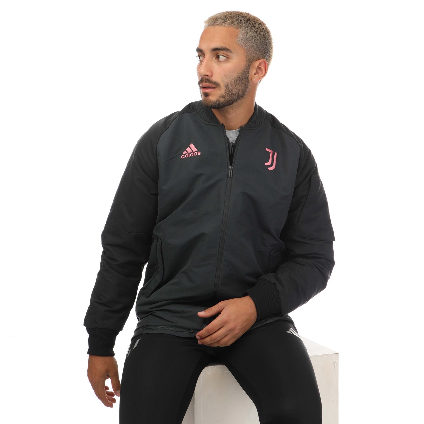Black - Side - Adidas Mens 2022-23 Juventus FC Travel Jacket