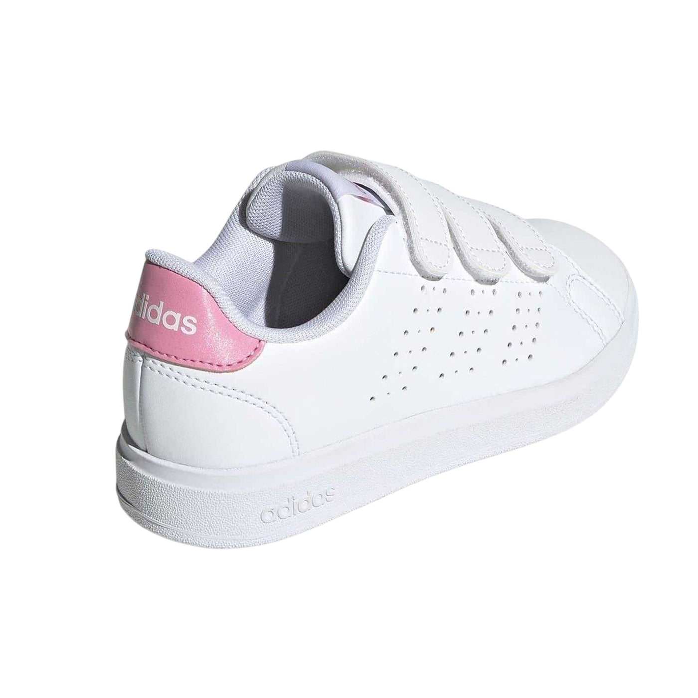 White-Pink - Back - Adidas Childrens-Kids Advantage Trainers