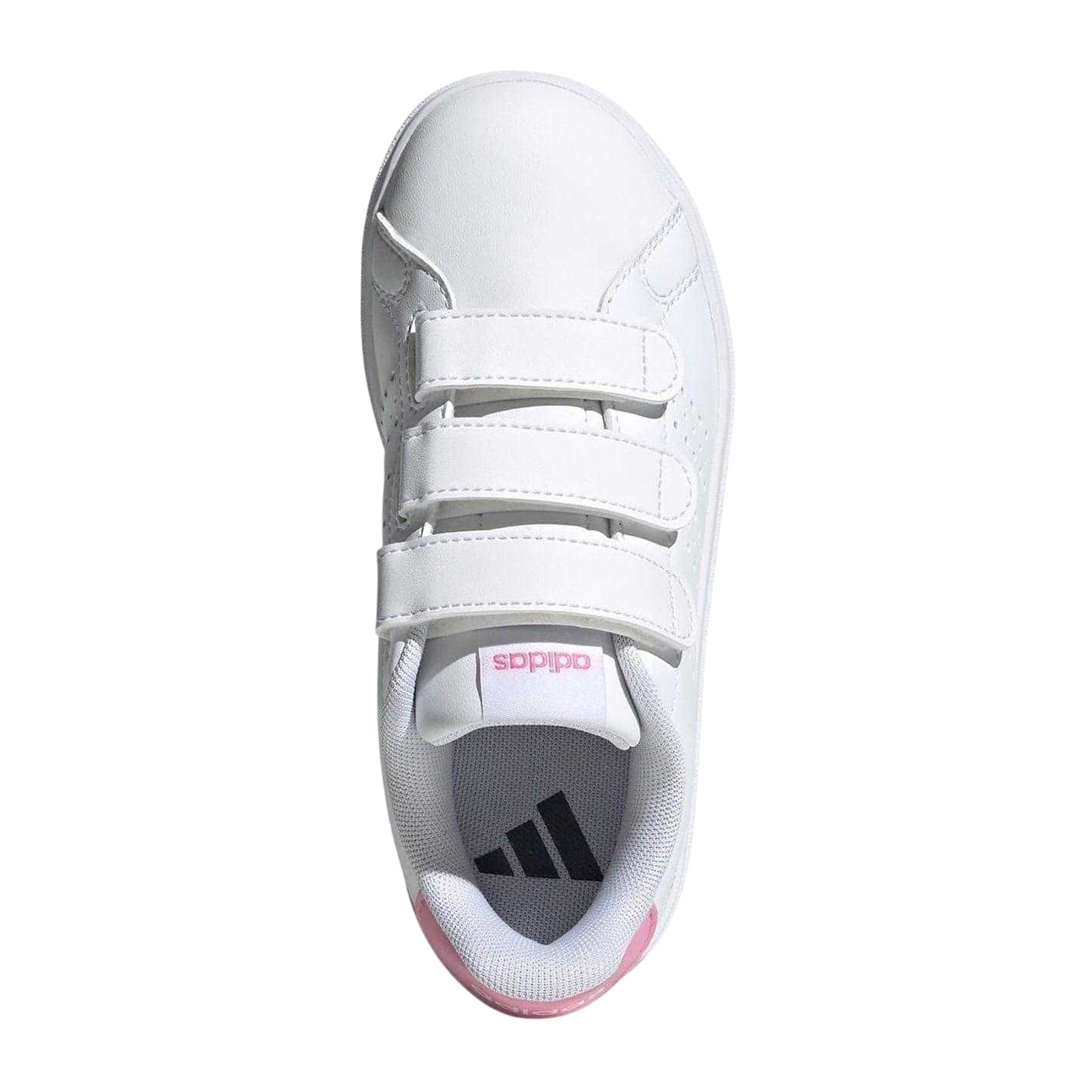 White-Pink - Pack Shot - Adidas Childrens-Kids Advantage Trainers