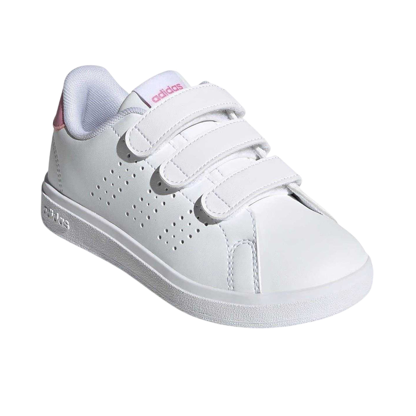 White-Pink - Front - Adidas Childrens-Kids Advantage Trainers