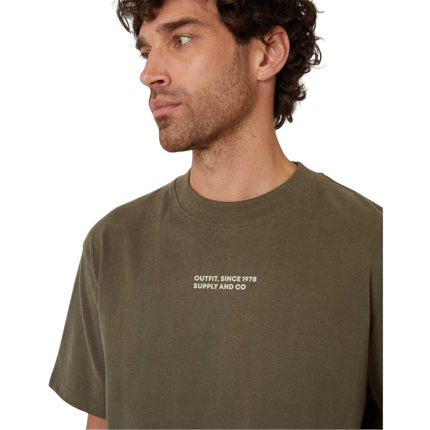 Dark Khaki - Side - Threadbare Mens Graphic Print Short-Sleeved T-Shirt