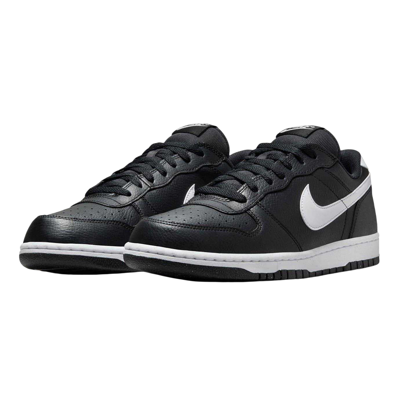 Black-White - Pack Shot - Nike Mens Court Borough Swoosh Leather Trainers