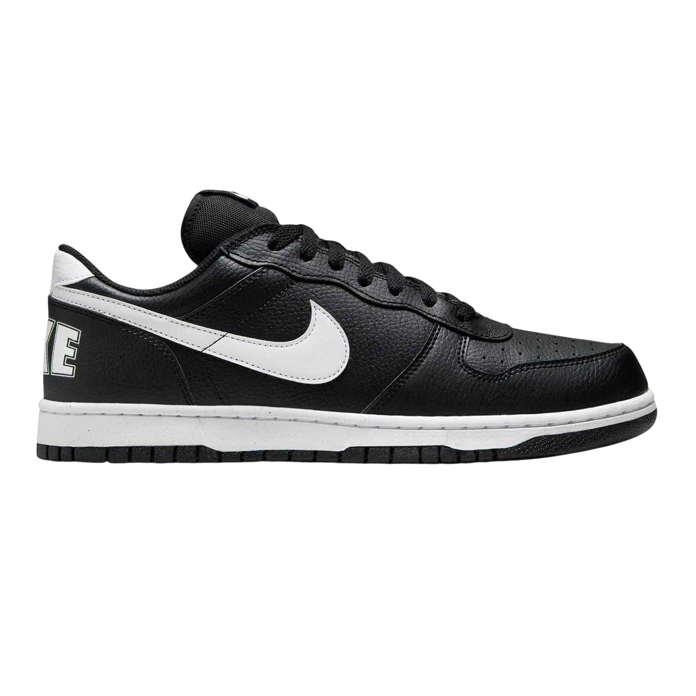 Black-White - Front - Nike Mens Court Borough Swoosh Leather Trainers