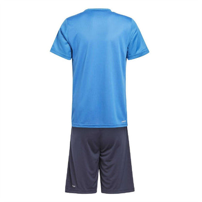 Black Blue - Back - Adidas Boys Train Essentials Training T-Shirt & Shorts Set