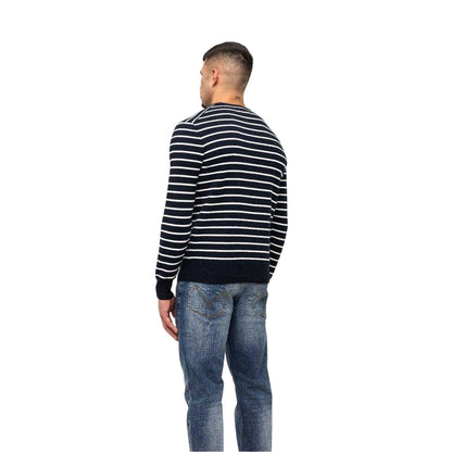 Navy - Back - Marshall Artist Mens Striped Rib Knit Sweater Top