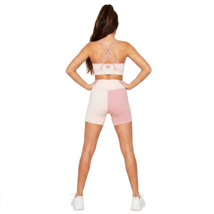 Pink - Back - Missy Empire Womens-Ladies Colour Block Sport Shorts