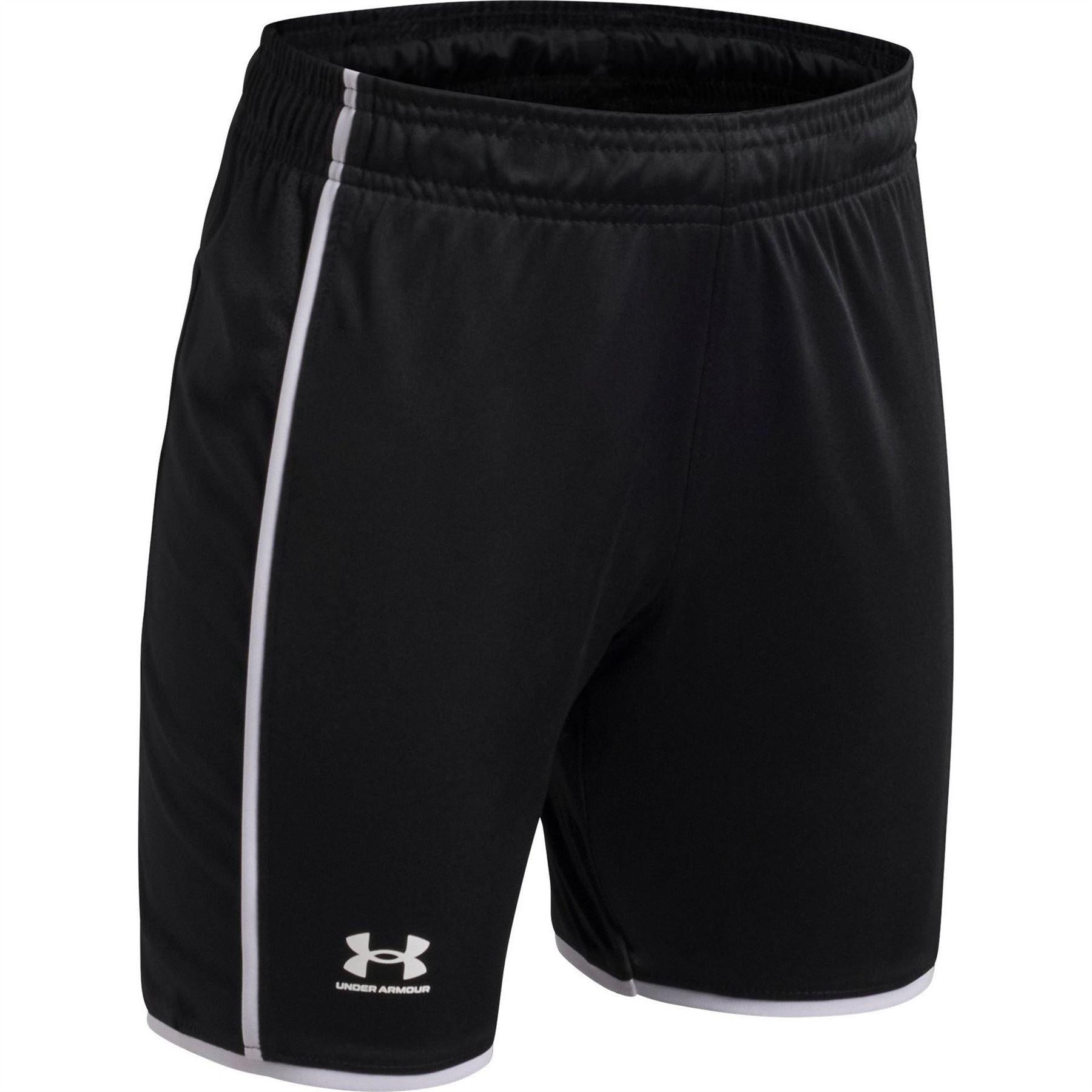 Black-White - Side - Under Armour Childrens-Kids Performance Shorts