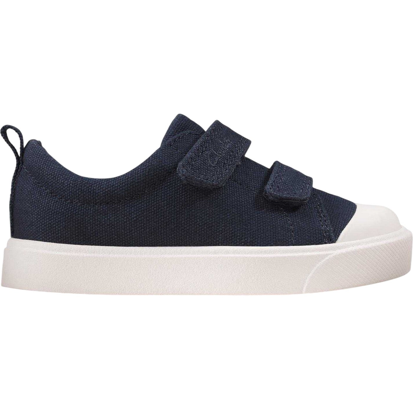 Navy-Canvas - Side - Clarks Childrens-Kids Bright Canvas Trainers