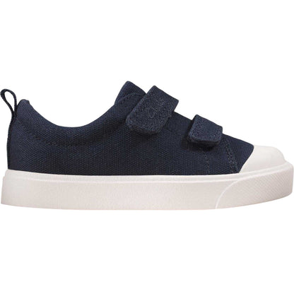 Navy-Canvas - Side - Clarks Childrens-Kids Bright Canvas Trainers