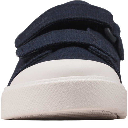 Navy-Canvas - Pack Shot - Clarks Childrens-Kids Bright Canvas Trainers