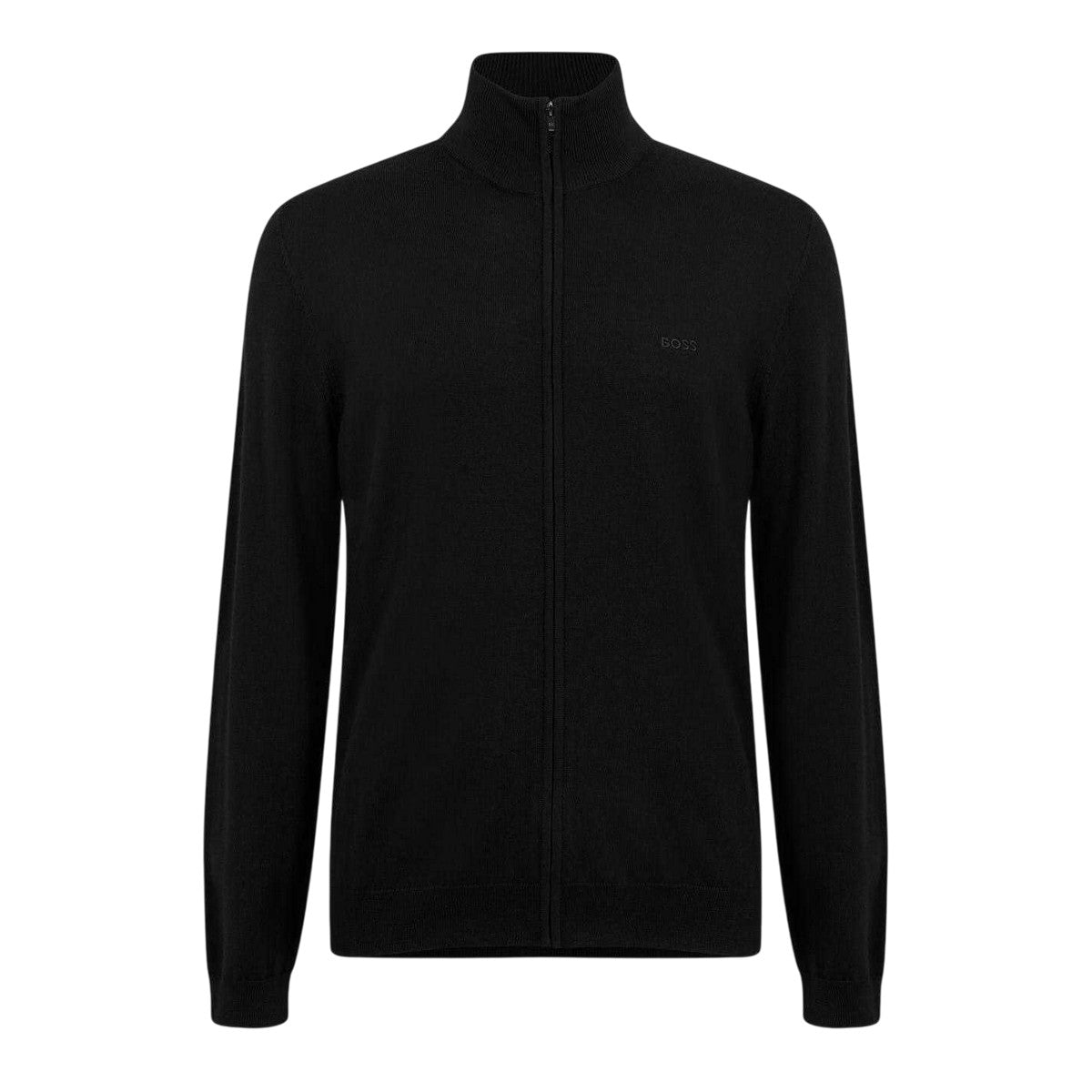 Black - Front - Boss Mens Full Zip Cardigan