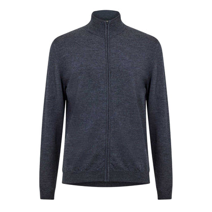 Medium Grey - Front - Boss Mens Full Zip Cardigan